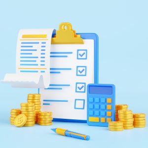 3d render, tax payment, financial business concept